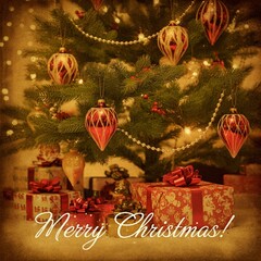 christmas card with christmas tree