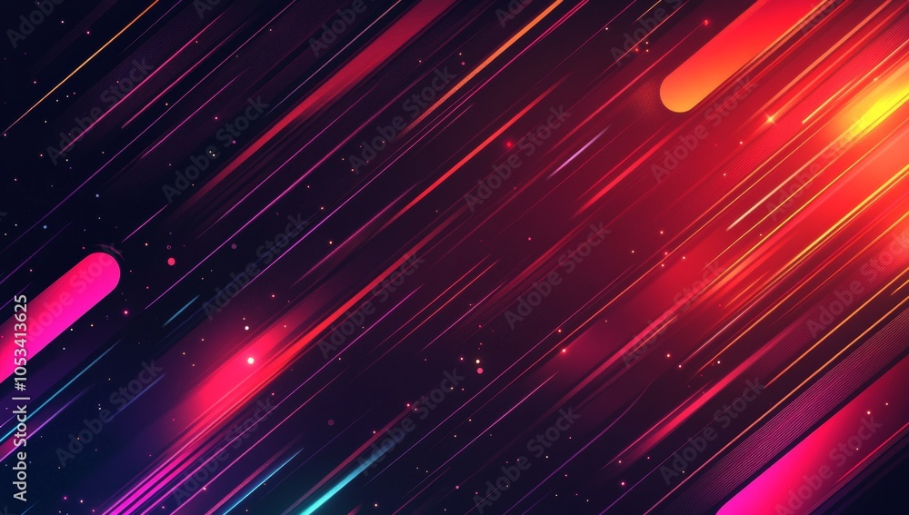 Poster a colorful background with a red stripe and a blue stripe