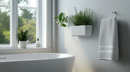 Fototapeta premium Minimalist bathroom with an empty wall hook