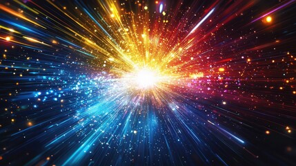 Obraz premium Dynamic Light Bursts Emanating in Colorful Explosion
