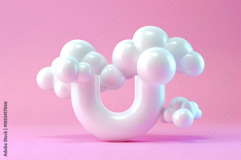 Poster a white cloud with a curve in the middle