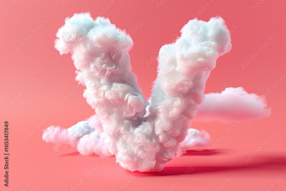 Poster the image is a close up of a cloud with the letter v written in the clouds