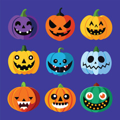 Set variety of halloween party pumpkins