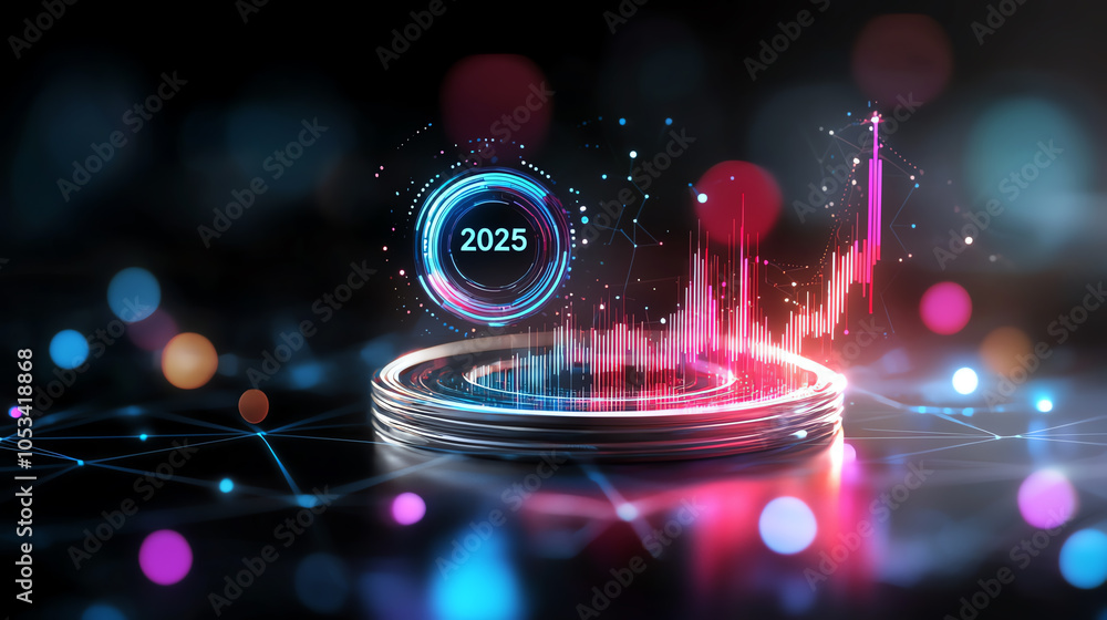 Aufkleber exploring the future harnessing ai and holographic data to predict financial trends in 2025