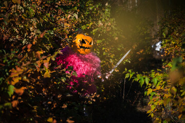 Axe in pumpkin
