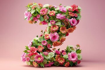 Obraz premium The letter Z is made of flowers and leaves