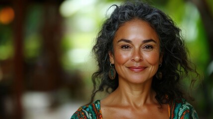 Middle-aged Brazilian woman with curly hair and a warm smile.