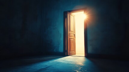 An open door leading to a bright light