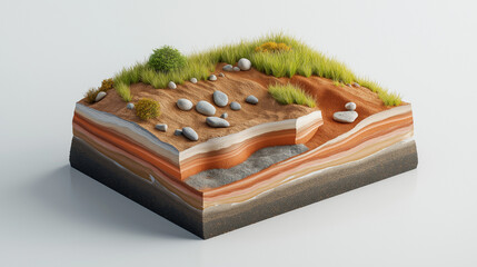 A cross-section of soil revealing the layers beneath the surface.