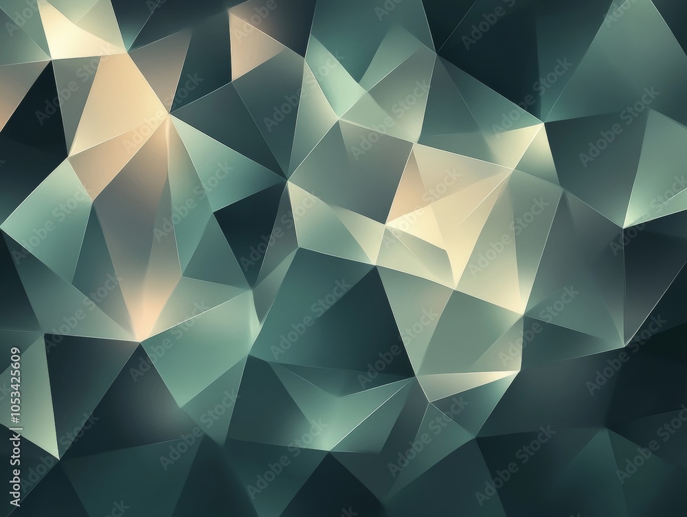Poster a pattern of triangles in a blue and white color scheme