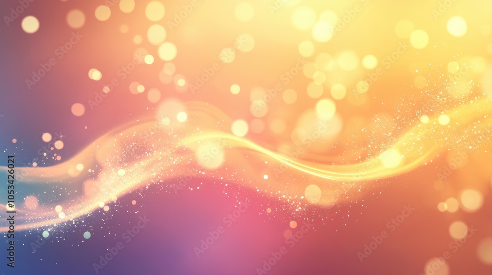 Aufkleber abstract gradient background with colorful bokeh lights and wave pattern. orange and pink hues.