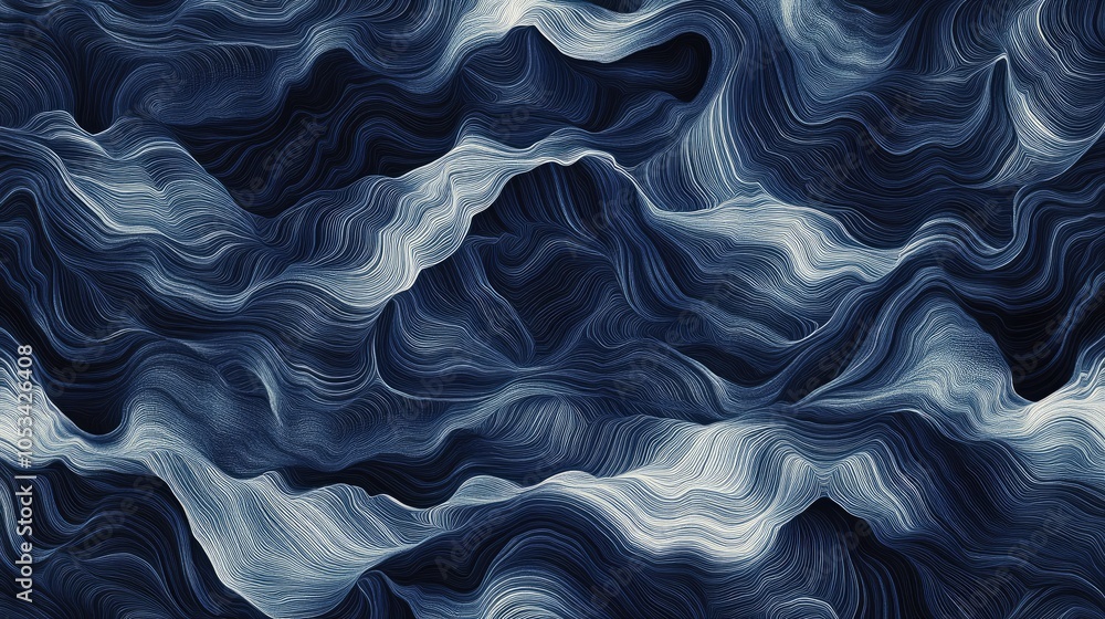 Aufkleber seamless abstract background with flowing wavy lines in multiple shades, creating a modern and dynam
