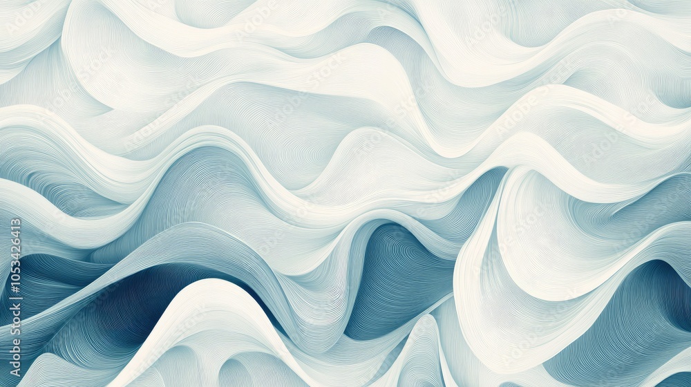 Poster seamless abstract pattern with dynamic wavy lines in gradient shades, ideal for modern design.
