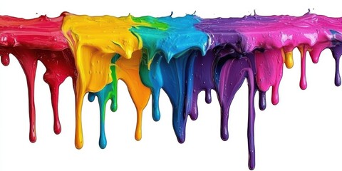 Naklejka premium Colorful Paint Flowing on Clean White Background