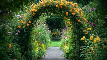 Fototapeta premium A picture of a flower frame in a garden setting, capturing the essence of nature