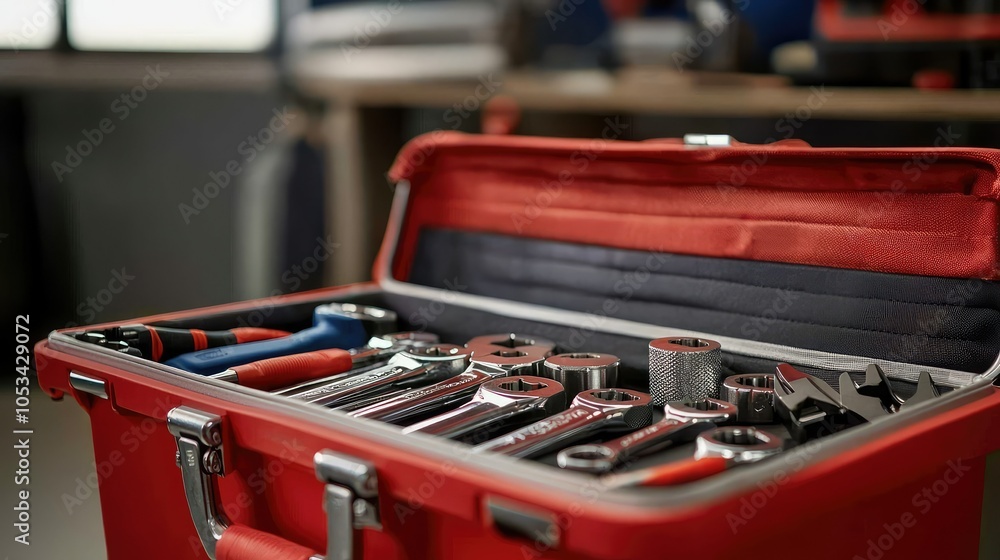 Poster essential tools in a plumbers toolbox