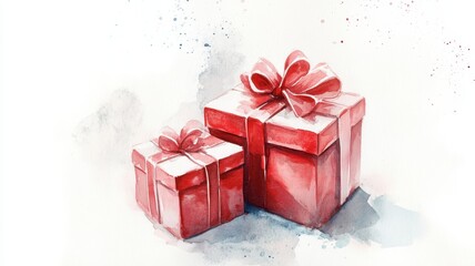 Watercolor vector hand painted set of Gift boxes,Christmas gift presents,gifts for celebration,Template, elements for greeting cards, invitation, poster, celebration, banner,sale shopping holiday.