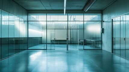 Obraz premium Captivating Prison Visitor Room with Glass Walls