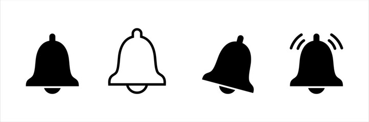 Bell icons. Notification bell icon set. Alarm symbol. Ringing bells reminder icon, incoming inbox message sign - Bell icons collection 