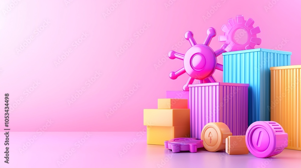 Aufkleber animated concept of kubernetes pods with dynamic lights, modern illustration, cool color palette, gr