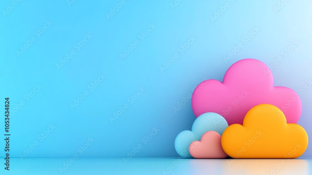 Poster conceptual art of kubernetes cloud infrastructure, colorful layered pods, modern gradient background