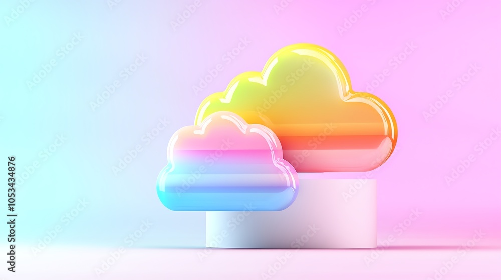 Poster conceptual art of kubernetes cloud infrastructure, colorful layered pods, modern gradient background