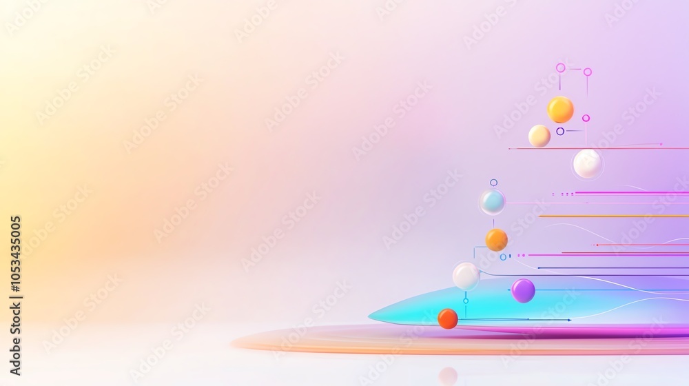 Poster data visualization of kubernetes nodes scaling up, graphic chart elements, soft gradient background,
