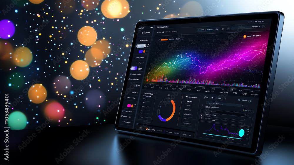 Poster futuristic dashboard interface with kubernetes monitoring, hightech cyber style, dark background, ui