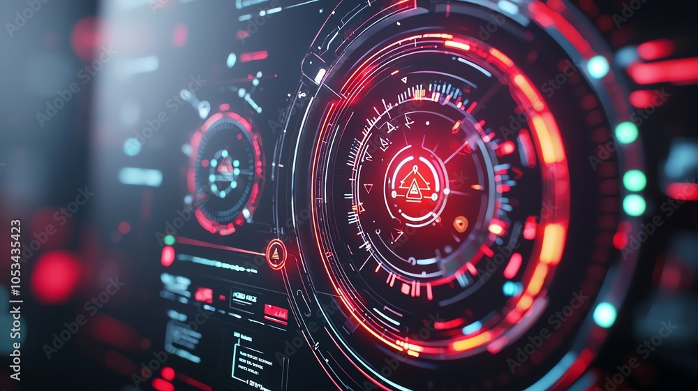 Poster futuristic dashboard interface with kubernetes monitoring, hightech cyber style, dark background, ui