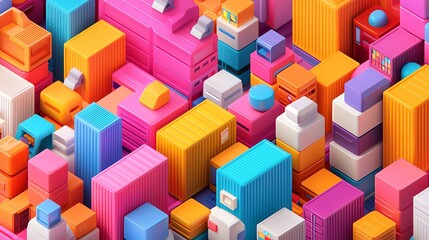 Fototapeta premium Isometric Kubernetes architecture showing load balancing, muted tech colors, clean and organized composition