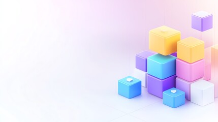 Obraz premium Microservices managed in Kubernetes, colorful modular shapes, simple geometric composition, playful vibe