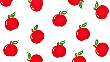 Seamless Pattern of Red Apples, isolated on white background, ideal for any project where a fresh, natural, or cheerful aesthetic is desired.