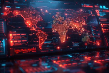 3D map world animated connections and data streams global business infrastructure