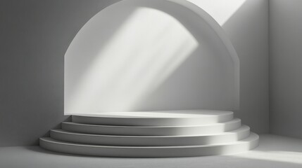 Fototapeta premium Mockup of a podium with a matte white finish.