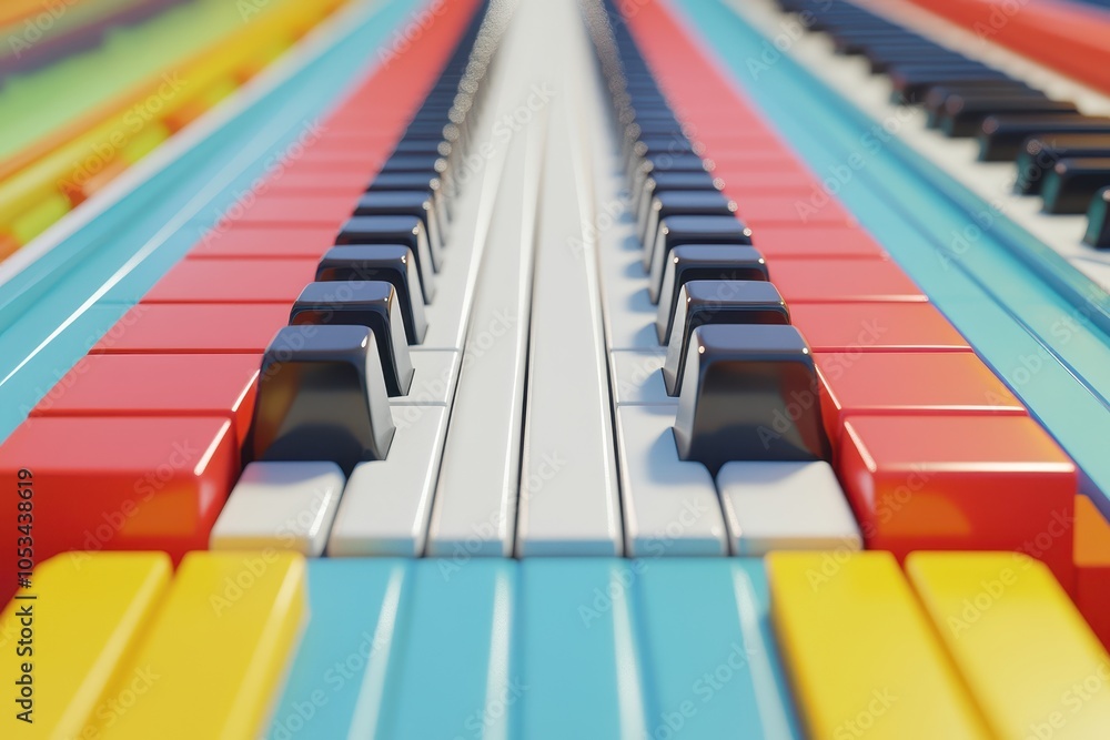 Poster a colorful image of a keyboard with a black and white key