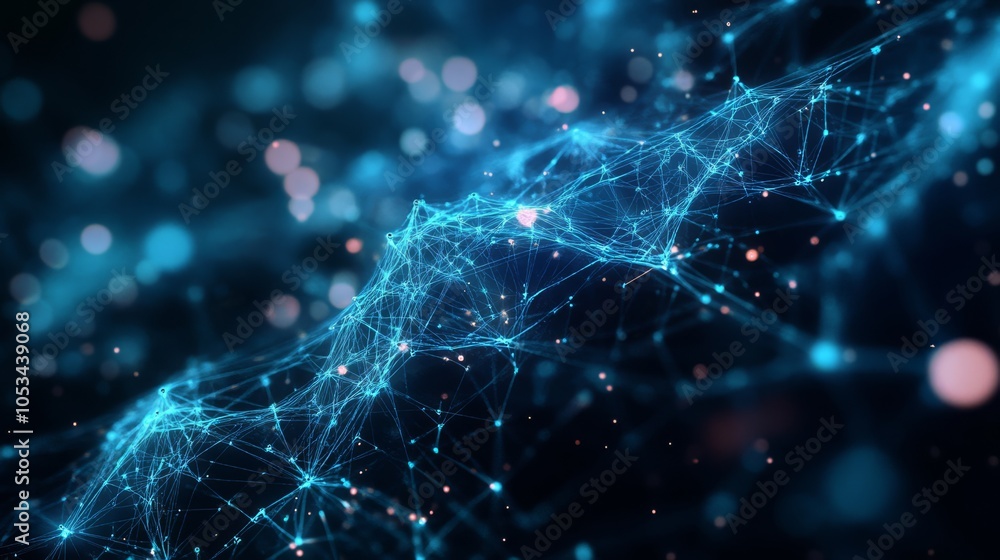 Poster a mesmerizing abstract image of a glowing blue network, capturing the essence of interconnectedness 