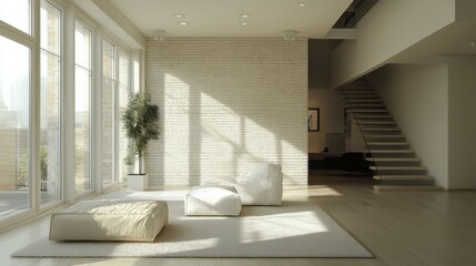 Fototapeta premium Minimalist urban loft with clean lines.