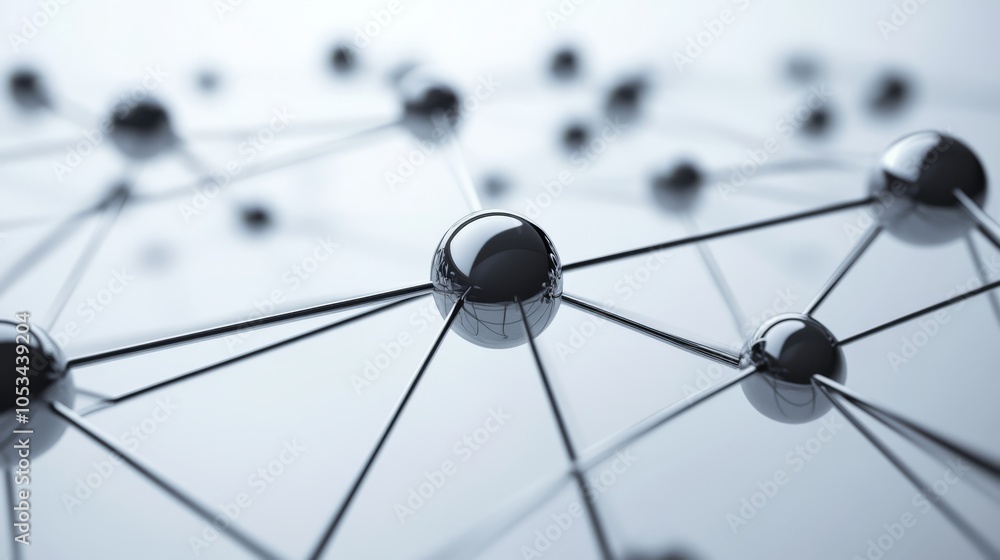 Poster connectedness: a network of metallic spheres linked by delicate lines, symbolizing interconnectednes