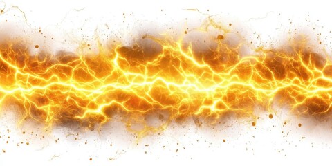 Fototapeta premium Bright Yellow Lightning Flash on White Background