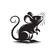 Isolated Silhouette of Mouse - Vector Design on White.