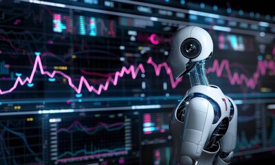 Fototapeta premium Robo trading utilizes RPA automation for efficient financial analysis.