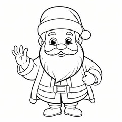 Obraz premium Cartoon Santa Claus - Coloring Page for Kids
