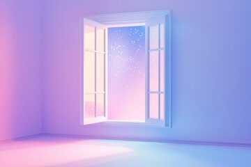 A window with a view of a starry night sky