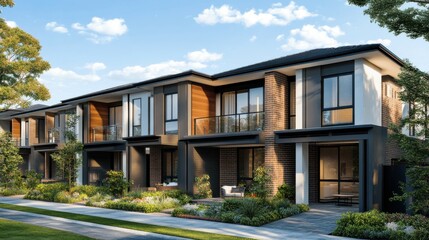 Modern suburban townhouse with smart technology.