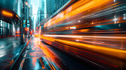 Obraz premium abstract long exposure dynamic speed light trails in an urban environment