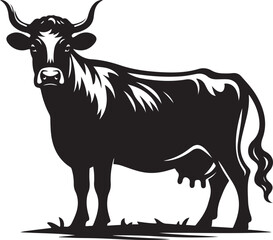 Silhouette of Cow Icon - Vector Graphic on White.