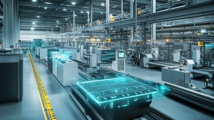 Fototapeta premium Integration of automation technologies in a modern factory setting.
