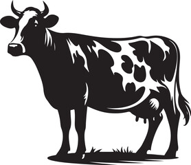 Vector Icon of Cow Silhouette on White Background.