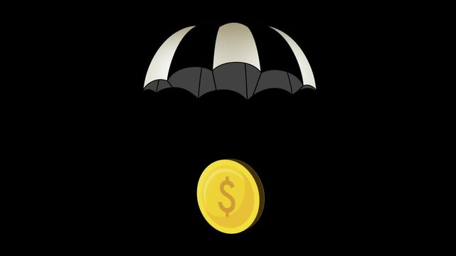Airdrop icon Cryptocurrency. 
3 Fotage on Transparent Background, 1920x1080 size, Alpha chanel, Frame rate 29fps, Duration 0:30 Sec