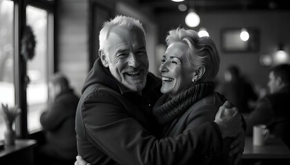 Obraz premium senior people couple happy elderly love together retirement man woman mature piggyback fun